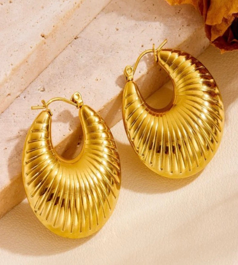 Stainless Steel Gold-Plated Anti Tarnish Geometric Hoop Earrings
