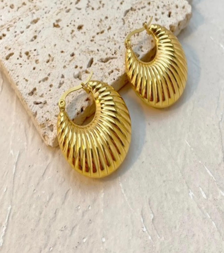 Stainless Steel Gold-Plated Anti Tarnish Geometric Hoop Earrings
