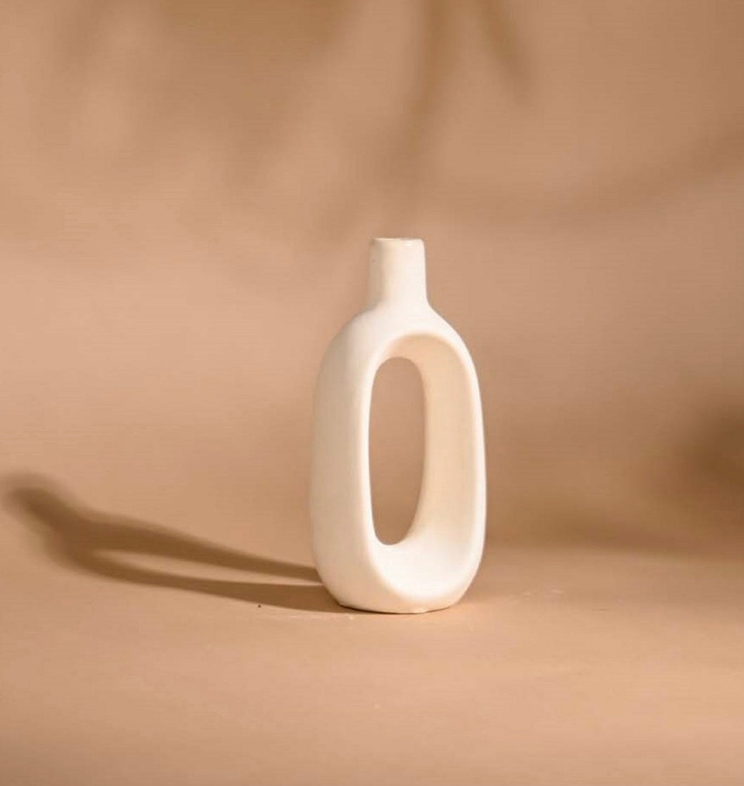 White Solid Ceramic Flower Vases