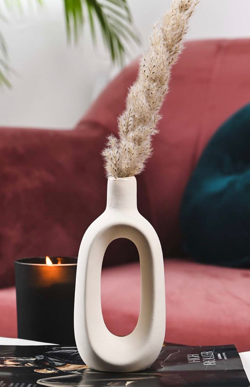 White Solid Ceramic Flower Vases