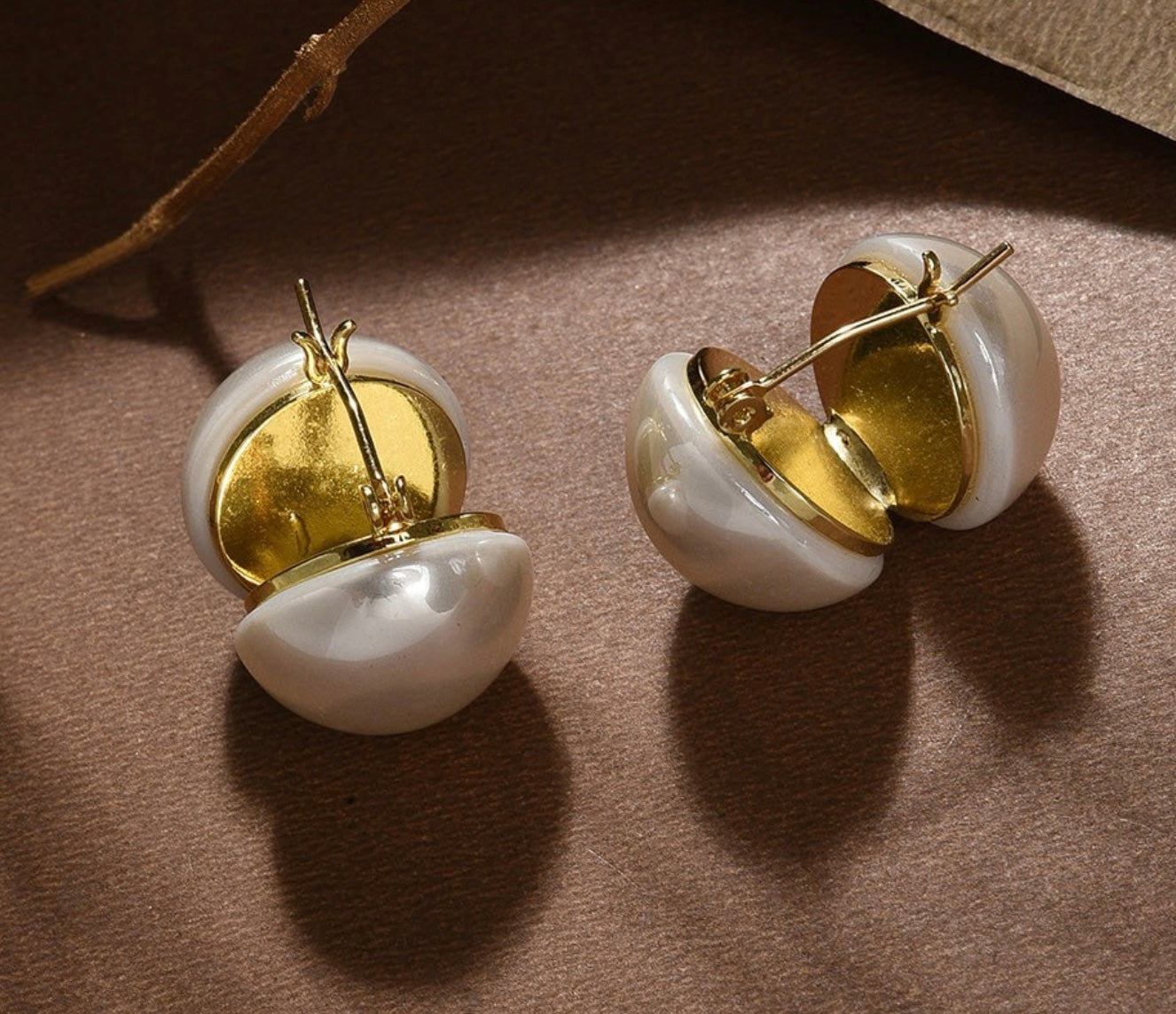 Gold-Colour Contemporary Studs Earrings